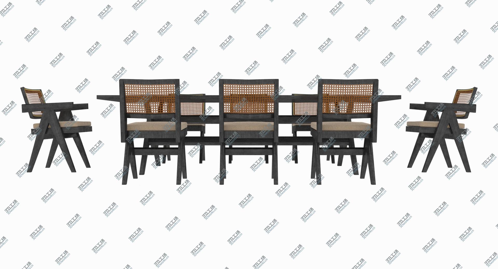 images/goods_img/202105073/3D Cassina Jeanneret Capitol Complex Table with Office Chair and Black Mahogany Chair with Cushions Set/3.jpg